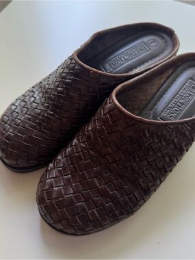 Vintage Y2K Predictions Woven Brown Leather Slip-On Clog Womens 6